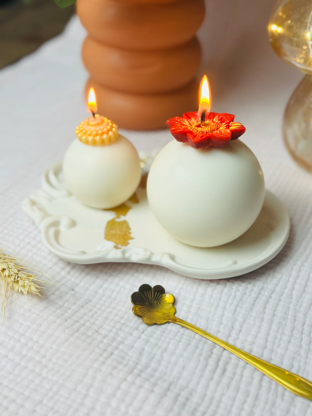 BOUGIES FANTAISIES DUO BOULES EDELWEISS