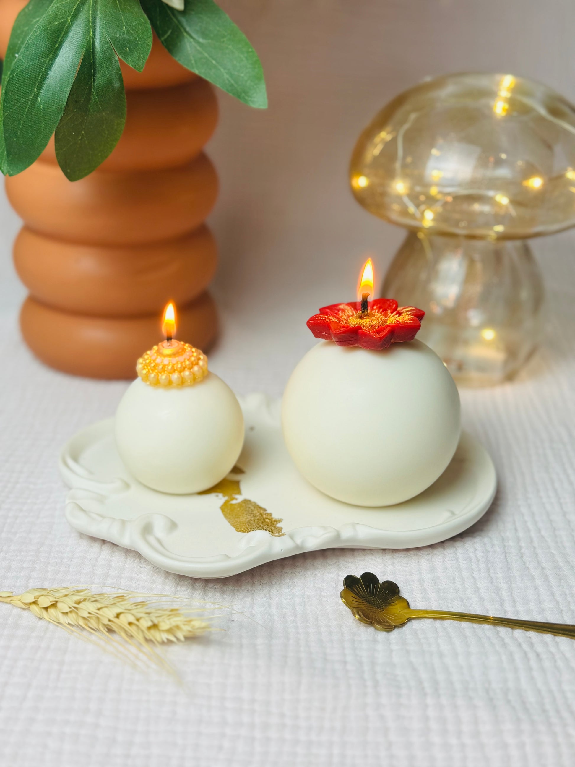 BOUGIES FANTAISIES DUO BOULES EDELWEISS